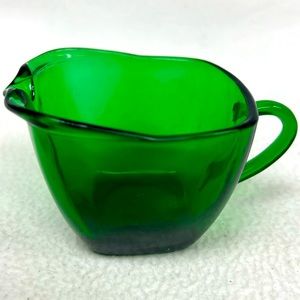 Vintage Anchor Hocking forest/emerald green glass creamer